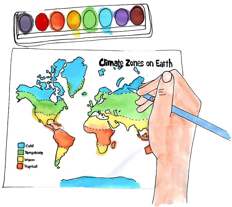 color a map of climate zones layers of learning