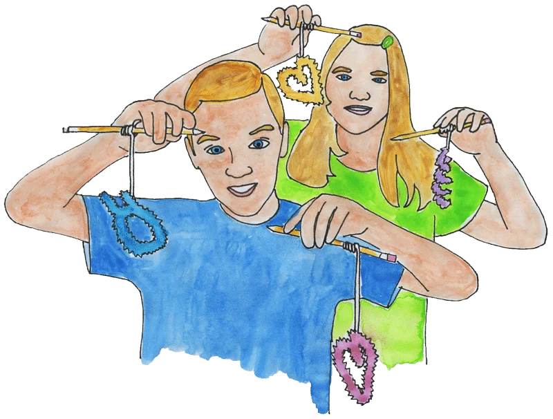 watercolor of kids holding crystals