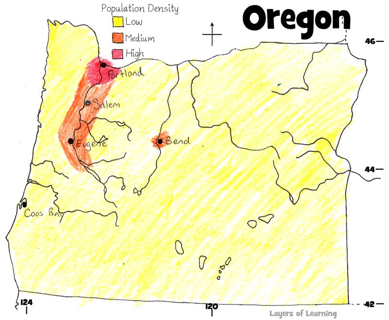 Oregon population map.