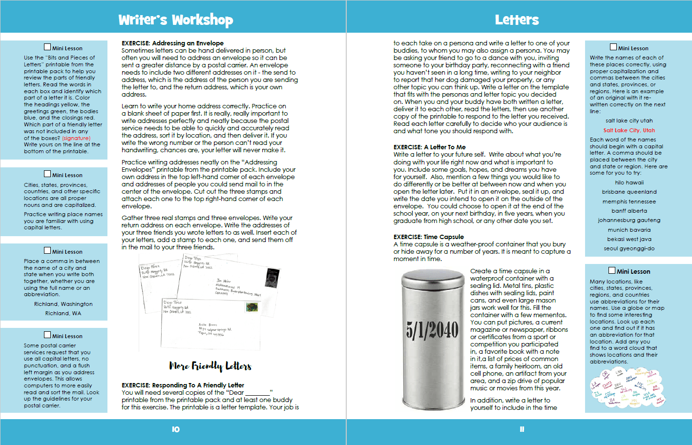 Letters inside pages sample