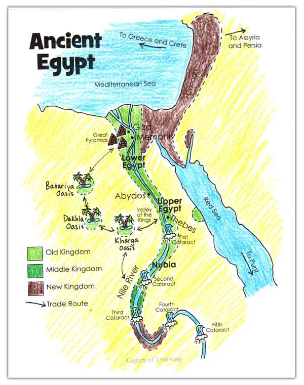 Ancient Egypt Map Colored 