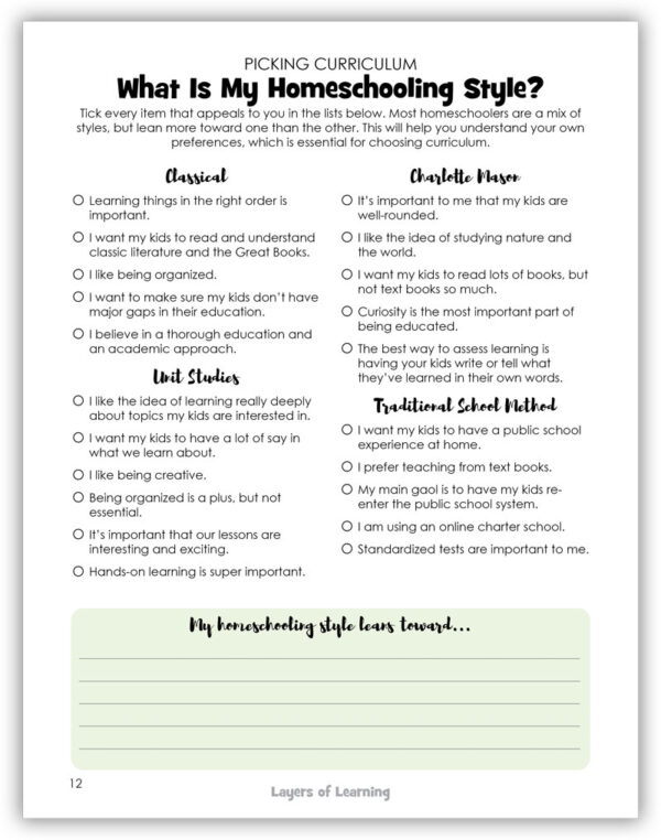 My Homeschool Plan Free Printable - Layers of Learning
